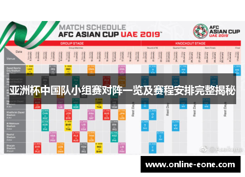 亚洲杯中国队小组赛对阵一览及赛程安排完整揭秘